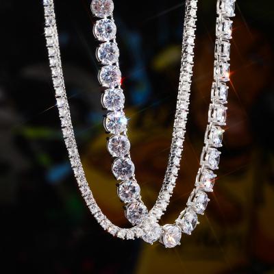 China Trendy Micro Moissanite Clustered Tennis Chain 16inch 3mm Sterling Silver CZ Tennis Necklace 925 Miami Cuban Link Hip Hop Jewelry for sale