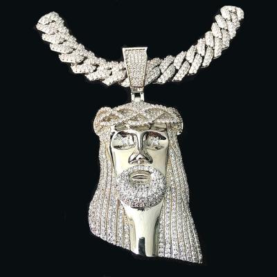 China CLASSIC Christ Jesus Micro-Inlaid Moissanite 925 Sterling Silver Hip Hop Pendant Cubic Zirconia Gold Plated Pharaoh Custom Pendants for sale