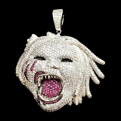 China Custom Clown Characters Hiphop Rapper CZ Wand Initial Zircon Pendant for Men Women Personalized Jewelry for sale