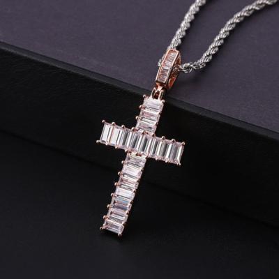 China CLASSIC Gold Iced Out Brass Zircon Themed Brass Gift Hip Hop Jewelry Charm Pendants Classic Cross Pendant for sale