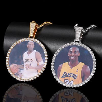 China CLASSIC Professional Custom Personalized HipHop Jewelry Iced Out Memorial Lockets Round Picture Memory Photo Pendant And Necklace for sale