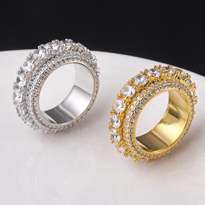 China Hiphop Hip Hop Rock Style Jewelry Ring Unisex Origin Natural 18K White Gold Moissanite Gemstone Pave Setting Engagement Rings for sale