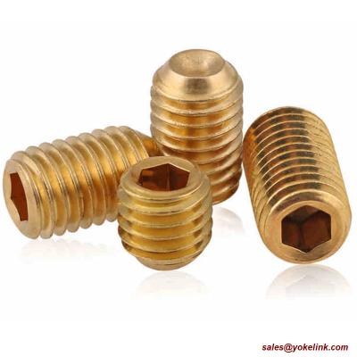 China ASME B18.3, DIN 916 Brass Socket Set screws with Cup Point, Nylok patch for sale