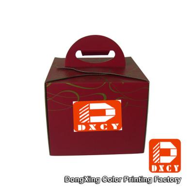 China Recycled Cardboard 6 Inch Cake Packaging Boxes , Red Handmade Cake Box With Handle for sale