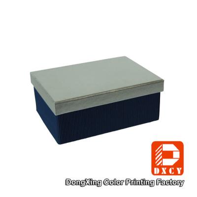 China Environmental High Gloss Gift Boxes Silver And Navy Small Rectangular Cardboard Boxes for sale