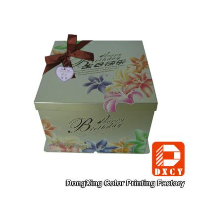 China Embossing 12 Inch Cake Packaging Boxes Biodegradable Delicate Bow Tie Design for sale