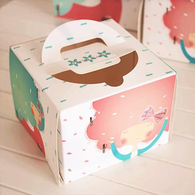 China Individual Window Take Away Cake Boxes Rigid Art Paper Pontone Offsent Printing for sale