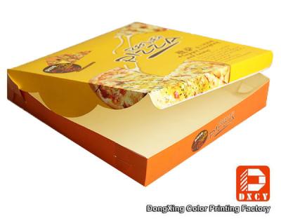 China Pequeña caja plegable vacía fresca amarilla de la pizza que recicla el arte brillante de la laminación en venta