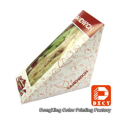 China Innovative Eco Friendly Paper Food Boxes , Triangle Sandwich Packaging Box for sale