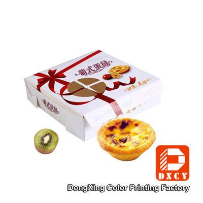 China Environmental Square Paper Food Boxes Egg Tart Window Paper Box for sale