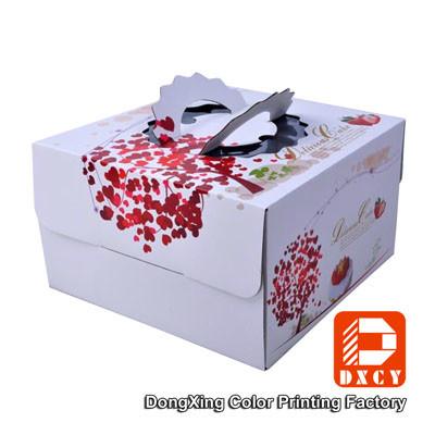 China Golfdocument Decoratief Cake Verpakkingsvakjes Wit met Handvat Te koop