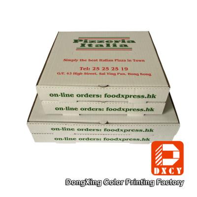 China Cajas de empaquetado de la pizza para llevar blanca, logotipo de encargo que imprime la caja plegable innovadora de la pizza en venta