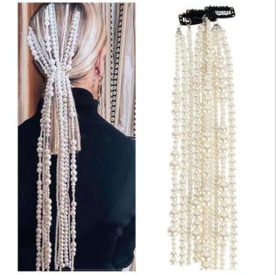 China Wedding European tiara hair accessories and American popular headwear ABS imitation pearl hair chain for sale