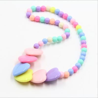 China Kids Jewelry Children's Jewelry Peach Heart Necklace Acrylic Beads Creative Color Cartoon Sweater Chain for sale