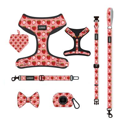 China Neoprene Cotton Reflective Custom Step In Pet Collar Harness Leash Set Dog Cat Harness Set for sale