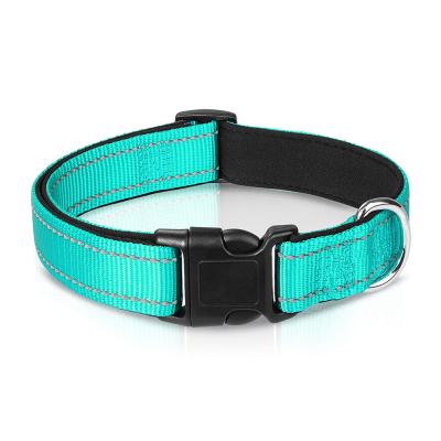 China Quick Release Dog Collar Padded Adjustable Reflective Soft Neoprene Padded Breathable Nylon Dog Collar for sale