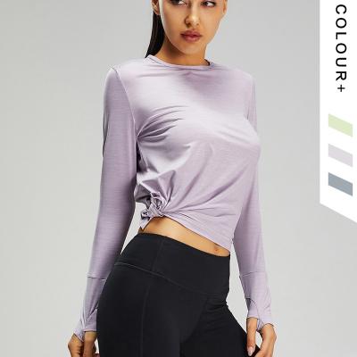 China Breathable Sports Mat Sports Long Sleeve Shockproof Ladies Yoga Tops Gym Running Fitness Long Sleeve Yoga Clothes for sale