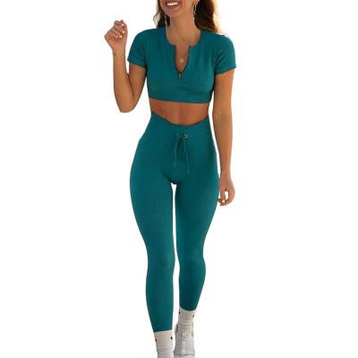 China QUICK DRY Women's Gym Clothing Sportswear Women's High Waist Seamless Tights Set Yoga Set for sale