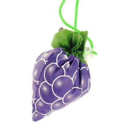 China Portable Folding Purple Grapes Fruits Print Shopping Reusable Polyester Grocery Folding Tote Bags for sale