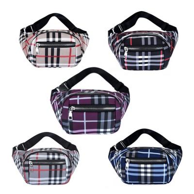 China Unisex Waist Bag Bum Fanny Pack Pouch Purse Custom Logo Plaid Kidney Row Water Proof Hip Belly Banana Chest Bag For Women Men for sale