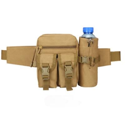 China Khaki Tactical Hip Belt Water Proof Fanny Pack Waist Bag Military Outdoor Fishing Bumbag With Water Bottle Pouch for sale