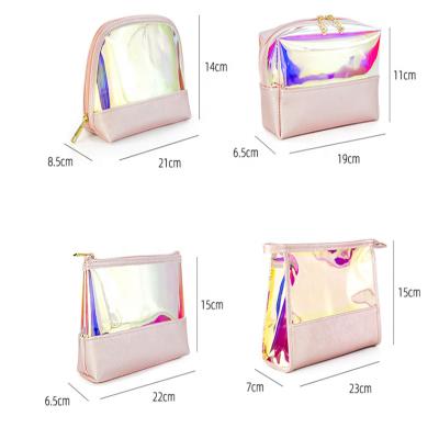 China Professional Reusable Custom Logo PU TPU Pouch Cosmetic Bag Transparent Portable Laser Waterproof for sale