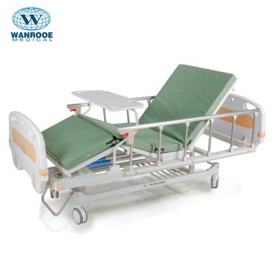 China Metal BAM201 Cheap 2 Crank Manual Folding Hospital Medical Patient Bed With Side Rails for sale