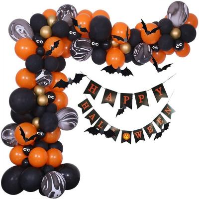 China Festival Decoration Wholesale Halloween Party Balloons Orange Arch Style Halloween Themed Decorative Balloons Sets With Spiders And Bats for sale