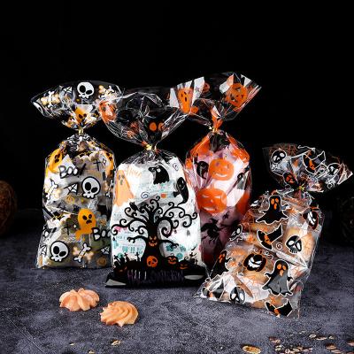 China Holiday Decorations Wholesale Halloween Candy Gift Bags Cartoon Halloween Plastic Goodie Bags DIY Baking Goods Bags for sale