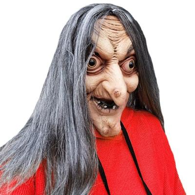 China Halloween Witch Mask Latex Halloween Horror Scary Mask Creative Hair Halloween Mask Cosplay New for sale