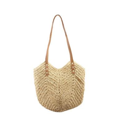 China Other High Quality Women's Shoulder Bag Beach Handbags Summer Handmade Woven Bucket Straw Bags for sale