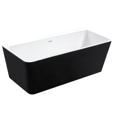 Chine Freestanding Bathtub Double Ended 1700mm Black Acrylic Modern Bathtub à vendre