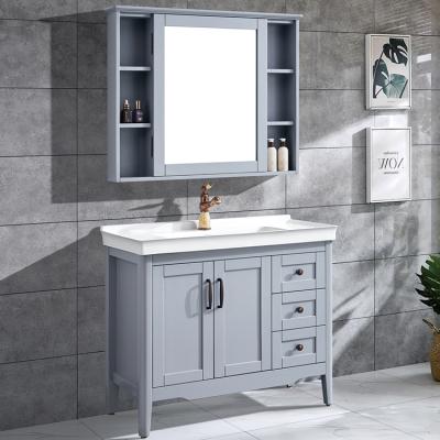 China China Antique Stainless Steel Floor Standing Design Bathroom Vanity With Laundry Sink zu verkaufen