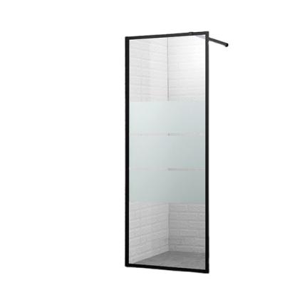 China Modern New Design Shower Screen Panel Profile Black Frame Shower Screen Feature Frosted Glass Fixed One Piece Door for sale