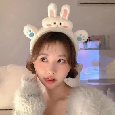 China Dress up The new girl love hair band rabbit hair hoop plush wash face make-up lovely headband hair accessories for sale