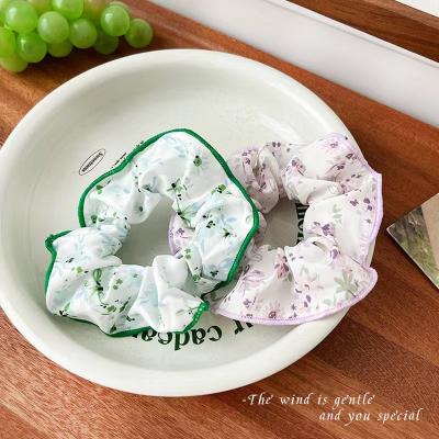 China Dress up Summer Fashion Flower Print Sweet Women Hair Scrunchies Elastic Hair Band Girls Scrunchie Headdress Ponytail Holder for sale