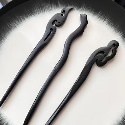 China Decoration Traditional Hair Sticks Ancient Chinese Hairpins Carved Wooden Hair Fork Vintage Hair Clips Chop Sticks for Women Girl for sale