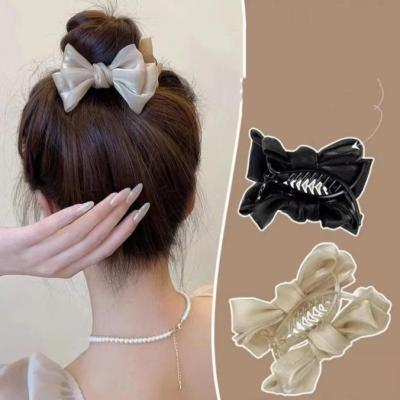 China Decoration Hot Sale Mesh Bow Hair Claw Summer Pretty Girl Mesh Ribbon Bow Hair Claw for sale