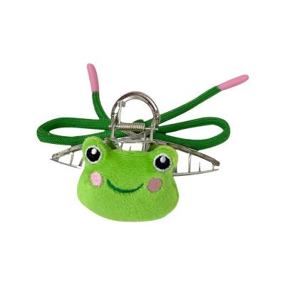 China Decoration Avocado green frog grab plush cute girl cartoon hair accessories for sale