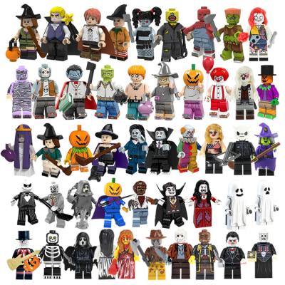 China Safety Cary Halloween Festival Joker Pumpkin Horror Theme Movie Pumpkin Man Mini Block Toys For Kids for sale