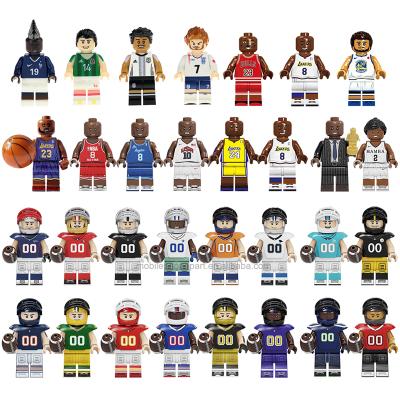 China Famous Professional Messi Ronaldo Kobe Building Blocks Brick Safety NFL Football Basketball Player Smart Figure Toys for sale