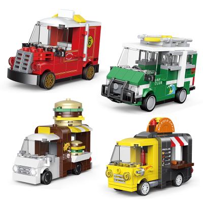 China Decool Assembly Mini Car Small Model Intelligence Safety Pull Back Car Ambulance Fire Truck Sports Car Building Block Boy Toy for sale