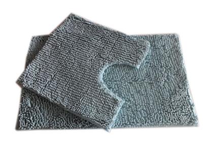 China Chenille Bath Rug Set with Foam PVC Anti Slip Backing , Light Blue for sale