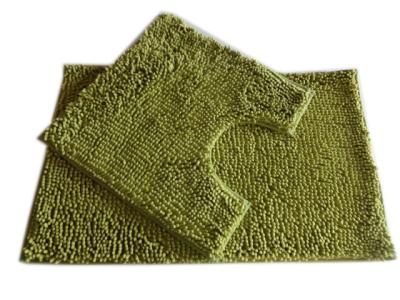 China 25mm Pile Height Chenille Microfiber Bathroom Mat , Olive Green for sale