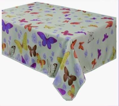 China Butterfly and Flowers Full Printed Polyester Table Cloth for sale