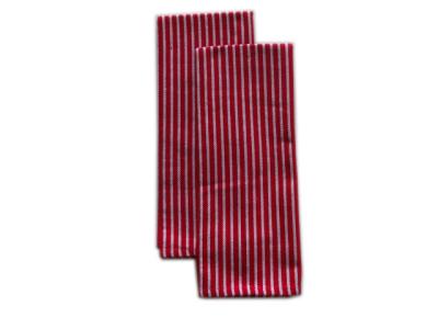 China Red Striped 100% Cotton Kitchen Towel , Red with White Strip Tea Towel for sale