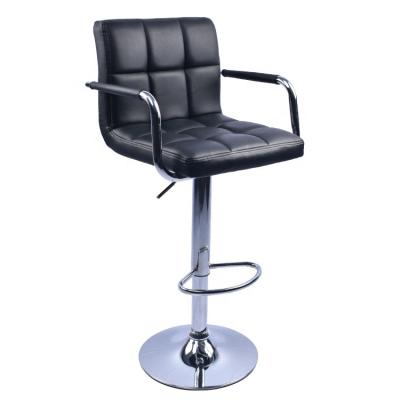 China Modern Adjustable Leather Bar Stool With Footrest Modern Swivel Metal Bar Chair for sale