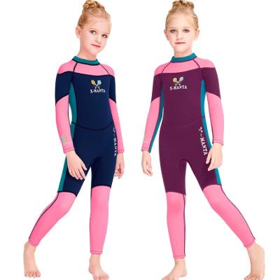 China 2021 New Children's One-piece Anti-UV Thickened Neoprene Hot 2.5MM Girls Kids Long Sleeve Wetsuit Diving Suit Swimwear for sale