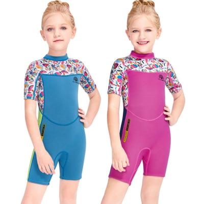 China 2021 New 2.5MM Anti-UV Kids UV50 Protection Neoprene Shorts Sheaths KeepWarm Kids Wetsuit One Piece Swimsuit For Girls for sale