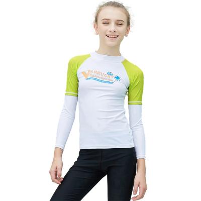 China New Breathable Students Teen Kids Long Sleeve Sporty Sun-protected Quick-drying Split Swimsuit Youth Girl T-shirts UPF50 for sale